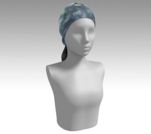 Long Medulli Blue Head Scarf on mannequin