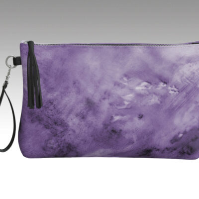 Purple Abstract Vegan Leather Makeup Bag front view