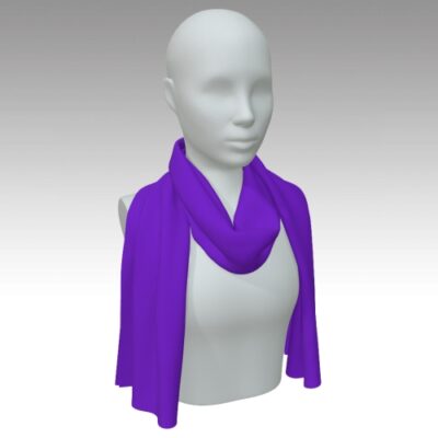Purple Solid Cotton Silk 16 x 72 Long scarf on 3D mannequin
