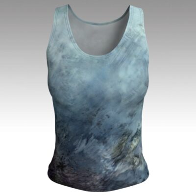 Blue Medulli Slim Fit Tank Top in Regular and Long 3D mockup image