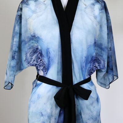 Medulli Blue Kimono Robe in Poly Chiffon Front View