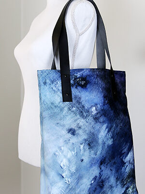 Blue Medulli Lined Tote Bag with Black Vegan Strap