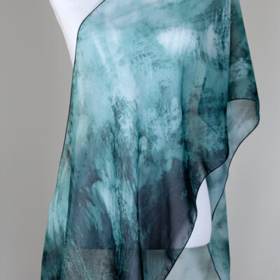 Dark Green Medulli Poly Chiffon Long Scarf manequin view