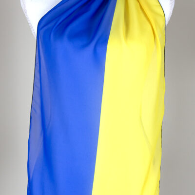 Ukraine Flag Scarf in Poly Chiffon open front view