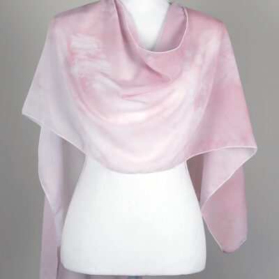 Blush Peach Abstract Long Scarf in Poly Chiffon front view