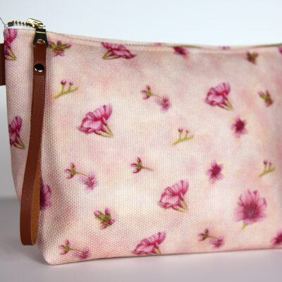 Cherry Blossom Canvas Make Up Bag front view