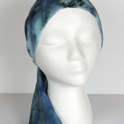 Blue Medulli Head Scarf 10 x 45 front view
