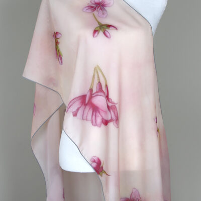 Cherry Blossom Poly Chiffon Long Scarf front view
