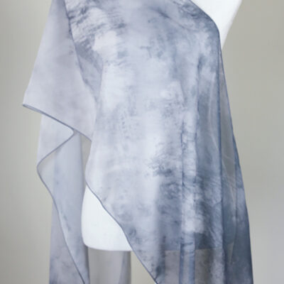 Gray Medulli Long Scarf front view in See-thru Poly Chiffon