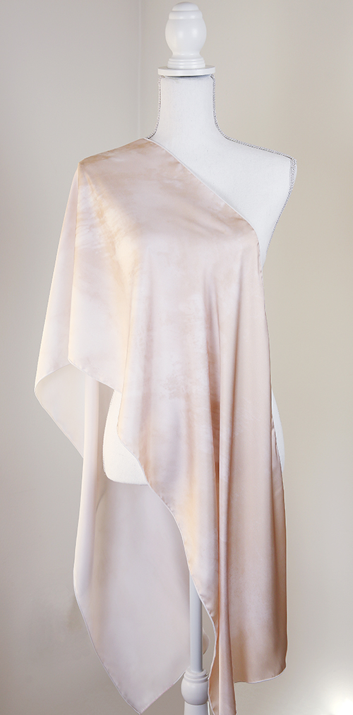 Champagne Long Scarf front view in Satin Charmeuse