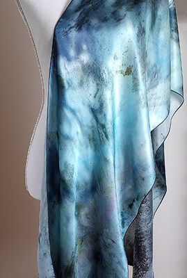 Blue Medulli Long Silk Charmeuse Scarf full-draped mannequin view