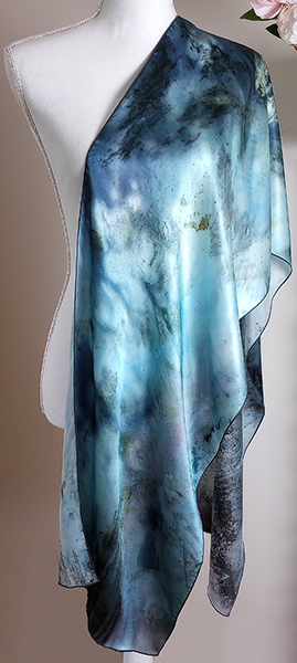 Long Scarf Silk Charmeuse or Silk Habotai, Grey Silk Scarf Birds, Flowers